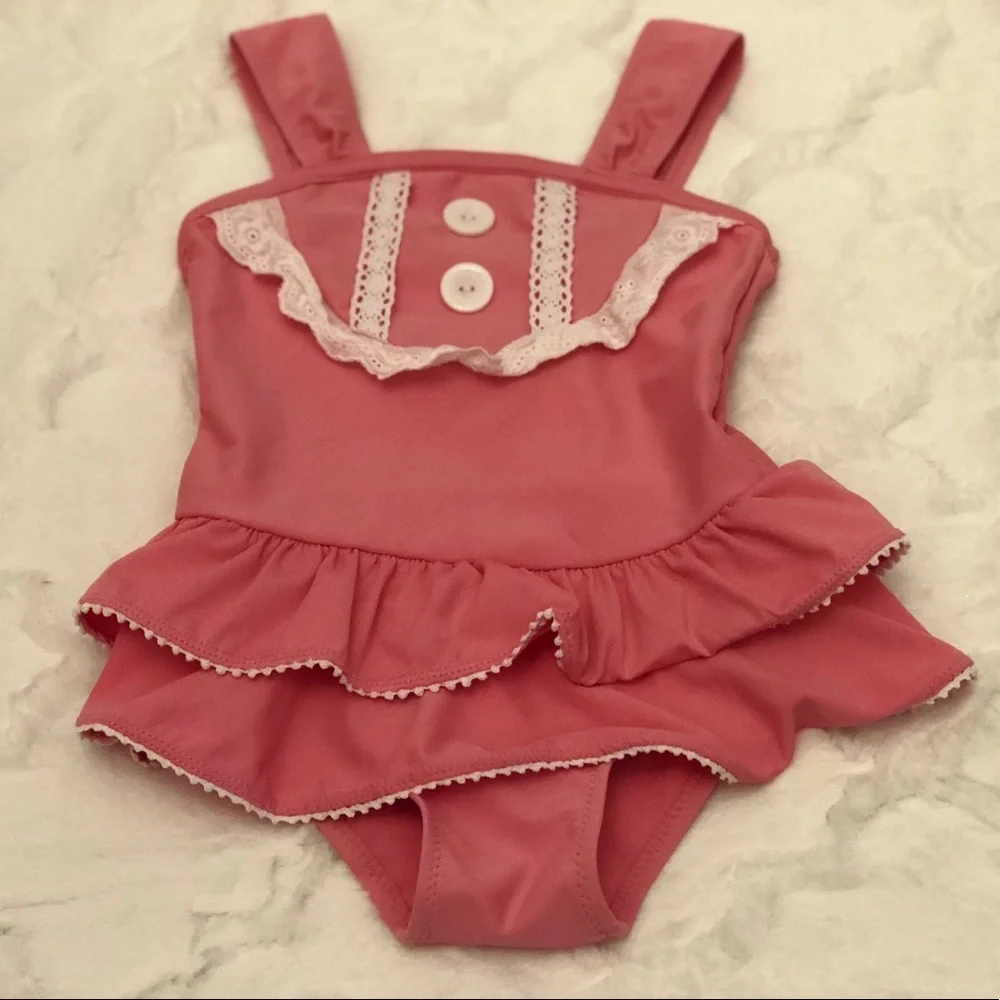 Pink Ruffled Bibbed Swimsuit size 3